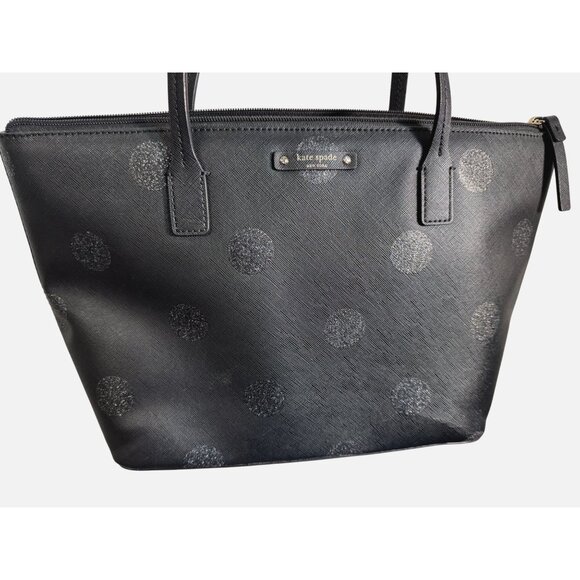 Kate‎ Spade New York Black Glitter Polka Dot Tote Bag - Picture 1 of 8